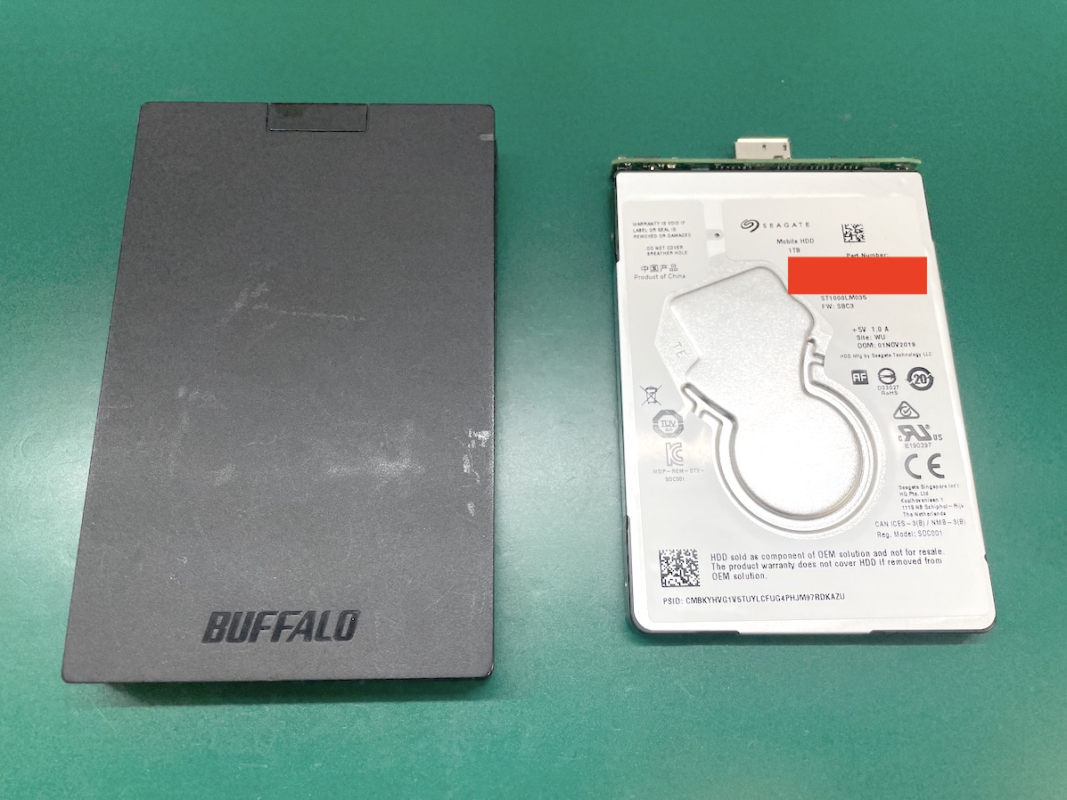 Buffalo HD-PCG1.0U3-BBA 中度物理障害データ復旧 | パソコン修理・データ復旧 PC Fixs